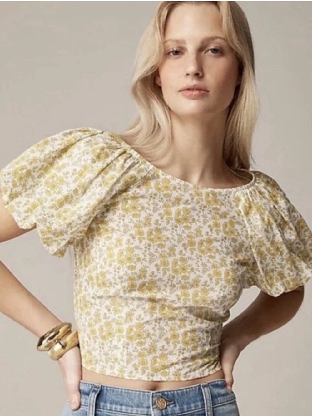 J. Crew X Liberty yellow floral puff sleeve cottagecore top 12